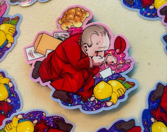 CONCLAVE Cardinal Thomas Lawrence Diva Down Crashout Bi Pride Holographic Shimmer Glitter Chibi Sticker Decal