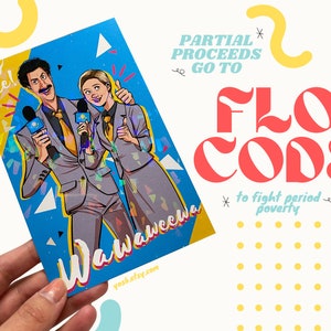 Borat & Tutar Sagdiyev Filme de filme subsequente Retrato de desenho animado holográfico 4 "x 6" Cartão postal Impressão artística Ilustração Doação