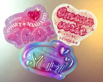 Fujoshi bij wet Y2K Kawaii nostalgie juridisch advocaat Fandom Meme holografische Sparkle glitter stickers