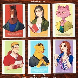 Bojack Horseman DeMotivational 4" x 6" Mini stampe artistiche da cartolina (Diane Nguyen, Princess Carolyn, Todd Chavez, Mr. Peanut Butter, Sarah Lynn)