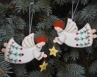 wool felt angel ornaments angel christmas tree ornaments embroidered angel christmas decorations embellished christmas angels - Christmas Angel Decorations wool felt angel ornaments angel christmas tree ornaments embroidered angel christmas decorations embellished christmas angels - Christmas Angel Decorations