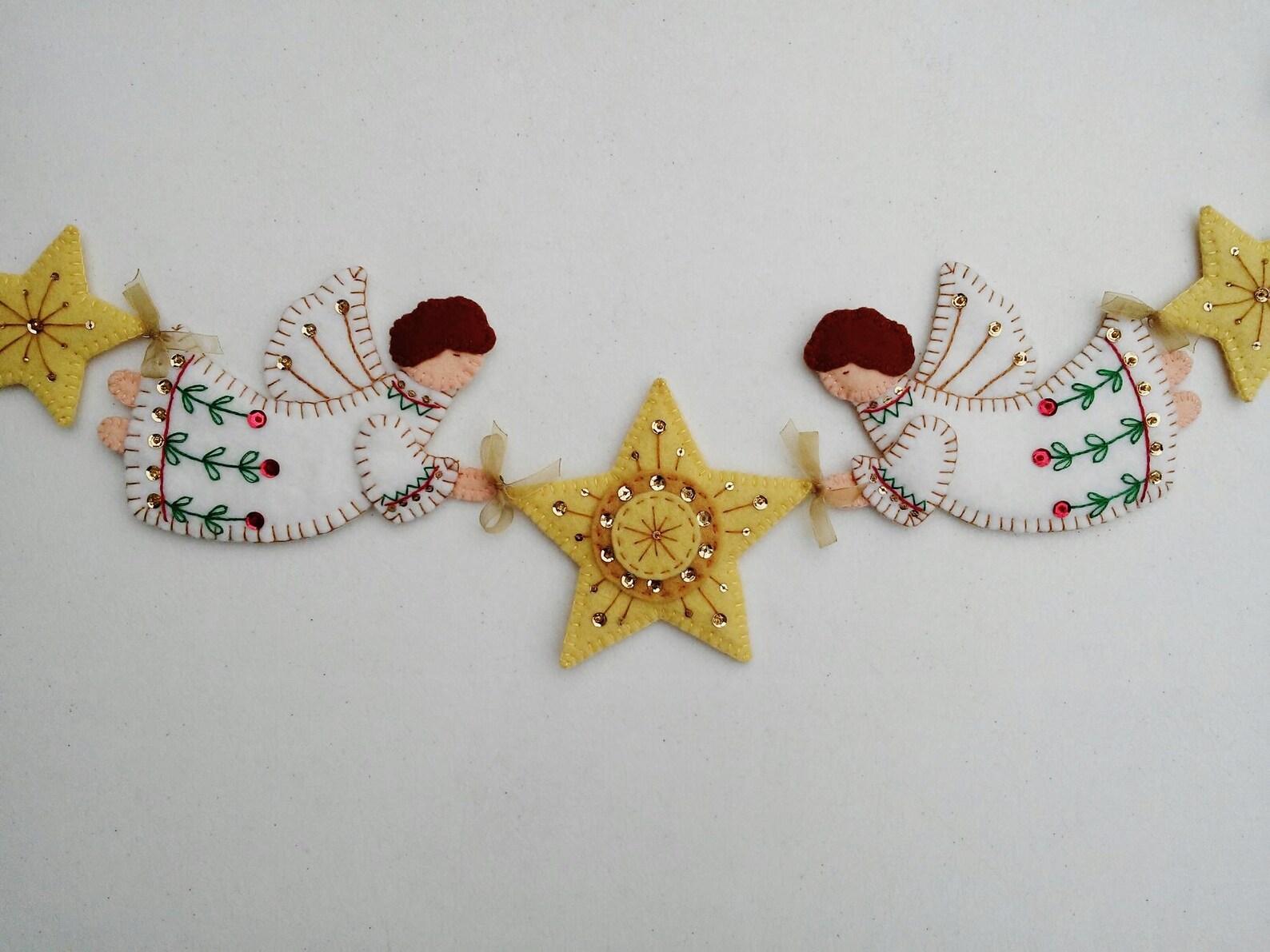 Wool Felt Angel Garland Christmas Angel Bunting Embroidered  Etsy