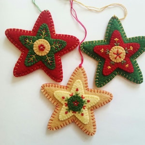 Folk Art Star Sewing Pattern Download, Felt Star Ornament PDF Pattern File, Downloadable Felt Christmas Ornament Pattern image 1