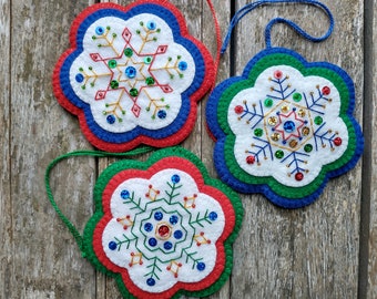 Scandinavian Folk Art Snowflake Ornament Sewing Pattern PDF Download