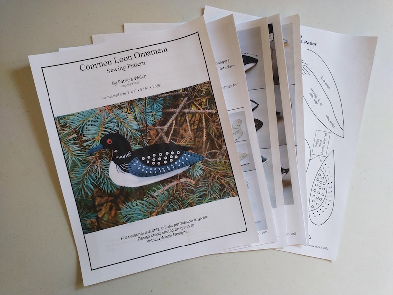 Craftlon Patterns Sewing Pattern Download to Make a Wool Felt Common Loon Ornament - Etsy
