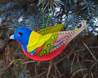 Wool felt painted bunting ornament