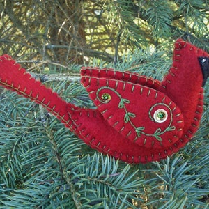 Wool Felt Cardinal Ornament, Cardinal Christmas Ornament, Northern Cardinal, Red Bird, Bird Ornament, Wool Felt Ornament image 3