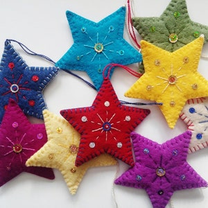 Embroidered Felt Star Sewing Pattern, Felt Star Tutorial, Embroidery Pattern, Felt Star Ornament Pattern, Christmas Ornament Pattern