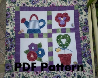 Spring Flowers Mini-Wall Quilt PDF Pattern, Spring Wall Hanging Pattern,  Flower Garden Quilt, Scrap Quilting Project