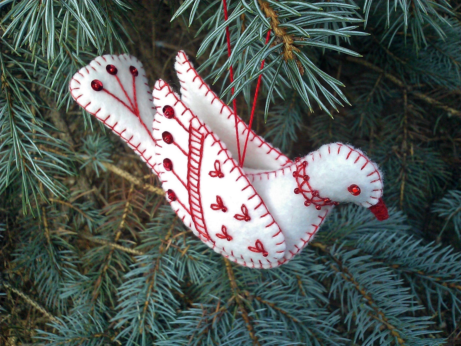 Embroidered Dove Sewing Pattern Download Felt Dove Ornament Etsy