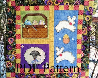 Easter Decoration Pdf Pattern, Easter Mini-Wall Hanging Pattern, Folk art Easter Pattern