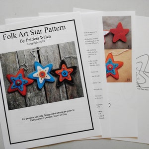 Folk Art Star Sewing Pattern Download, Felt Star Ornament PDF Pattern File, Downloadable Felt Christmas Ornament Pattern image 5