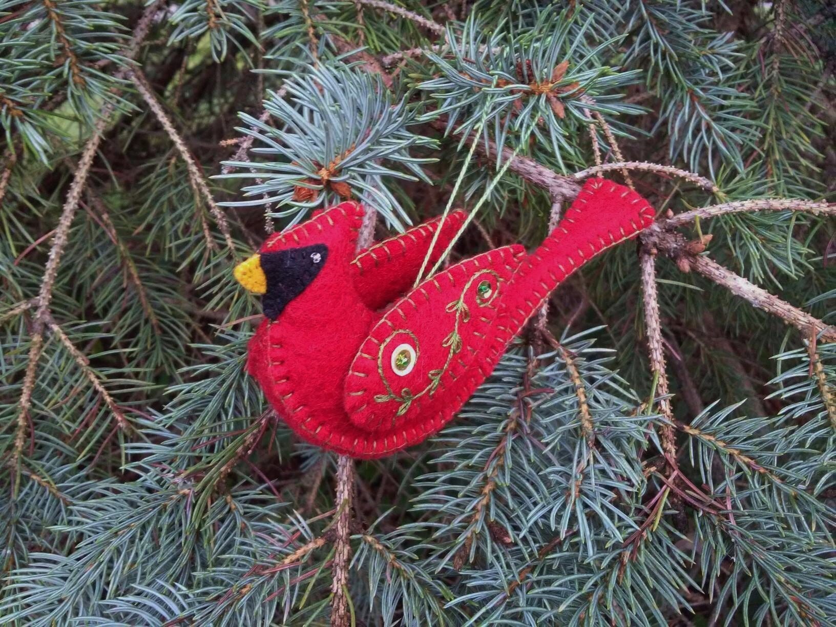 Wool Felt Cardinal Ornament Cardinal Christmas Ornament Etsy