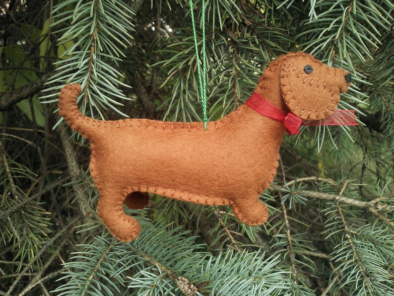 Wool Felt Dachshund Ornament Dachshund Christmas Tree Etsy