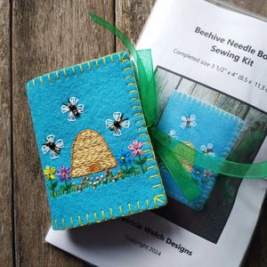 Sewing Kit to Make an Embroidered Wool Beehive Sewing Needle Book
