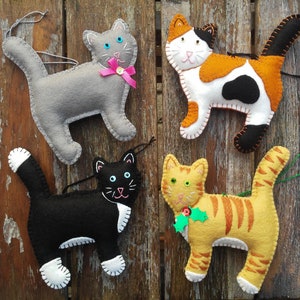 Folk Art Cat Sewing Pattern: Calico, Tabby, Tuxedo (PDF File)