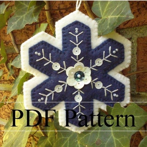 Felt Snowflake Ornament Pattern: Embroidered Holiday DIY (PDF Pattern)