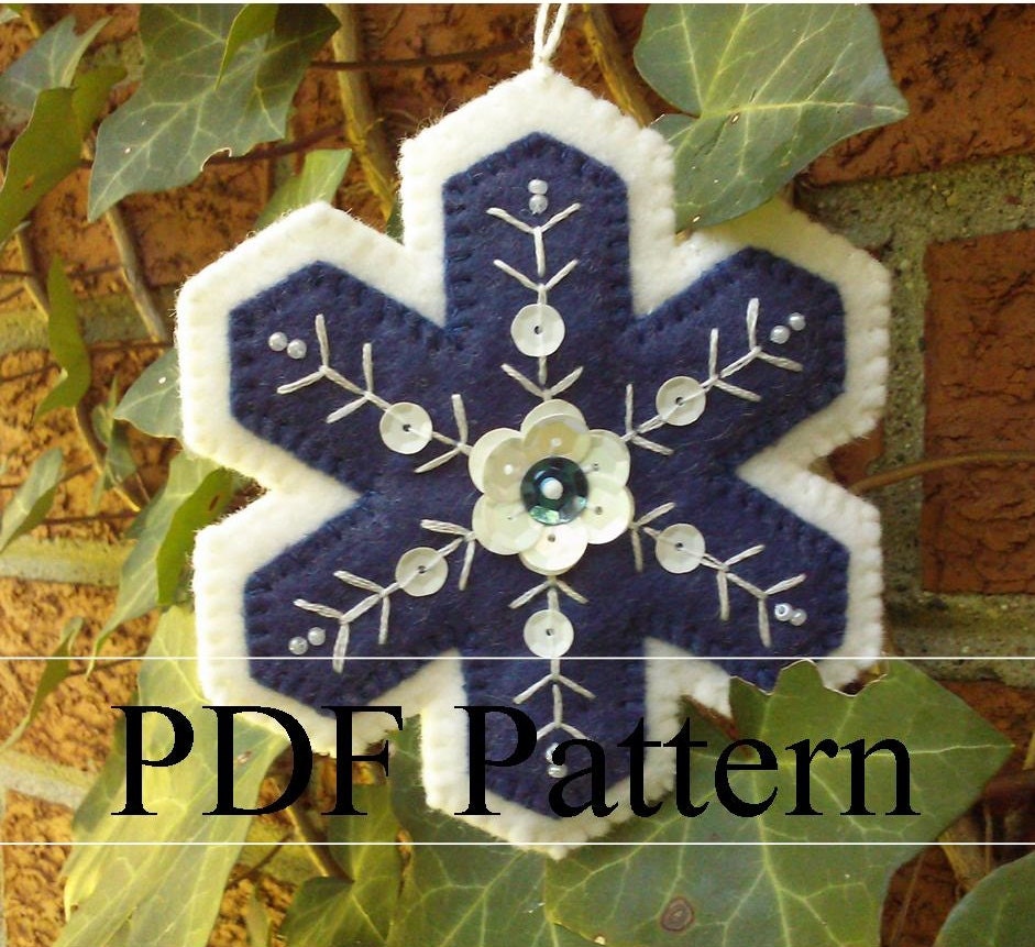 Felt Snowflake Ornament PDF Pattern Christmas Ornament | Etsy