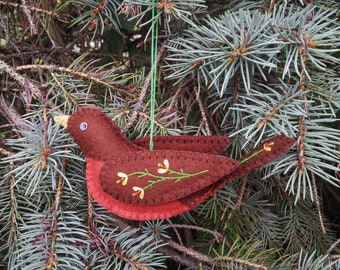 American Robin Wool Felt Ornament Sewing Pattern PDF Download