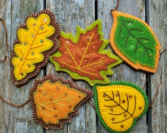 Felt Fall Leaf Ornament Sewing Pattern PDF Download