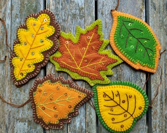 Felt Fall Leaf Ornament Sewing Pattern PDF Download