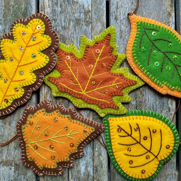 Felt Fall Leaf Ornament Sewing Pattern PDF Download