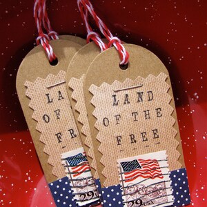 Land of the Free Handmade Tag Verterans Day Tag Mount Rushmore Memoraial Day 4th of July Tag Patriotic Handmade CardsinStock image 2