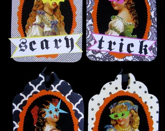 Halloween Tag Set/4 * Scary * Trick * Treat * Boo * Halloween Party * Halloween Party Favors * Halloween Party Decorations * by CardsinStock