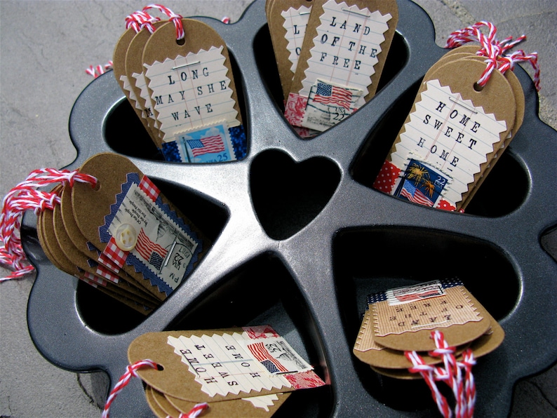 Land of the Free Handmade Tag Verterans Day Tag Mount Rushmore Memoraial Day 4th of July Tag Patriotic Handmade CardsinStock image 5