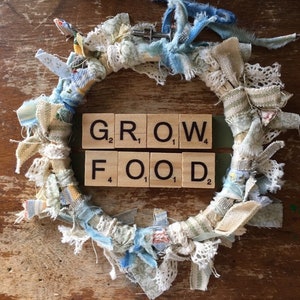 Grow Food Scrabble Tile Wreath
