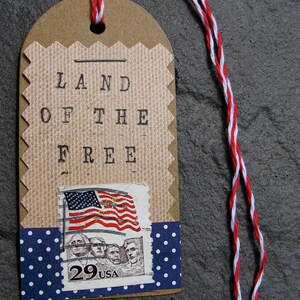 Land of the Free Handmade Tag Verterans Day Tag Mount Rushmore Memoraial Day 4th of July Tag Patriotic Handmade CardsinStock image 1