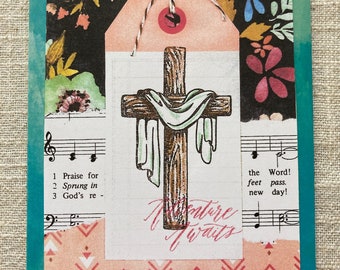 Adventure Awaits Christian Easter Card he has risen