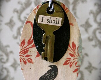 Halloween Handmade Charm / Tag * Halloween Party Decoration * Raven * Halloween Decor * Key * Crow * Spooky * Beaded * by CardsinStock