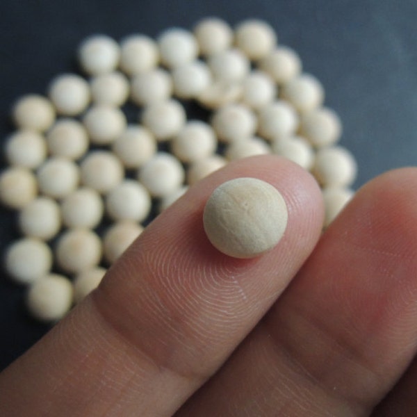 60 Pcs 8x3.5mm Natural Wood half ball  No Varnish (W1080)