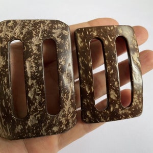 4Pcs 60X39mm/70X44mm rectangle  Coconut Shell Buckle  coconut button  Brown (NW014)