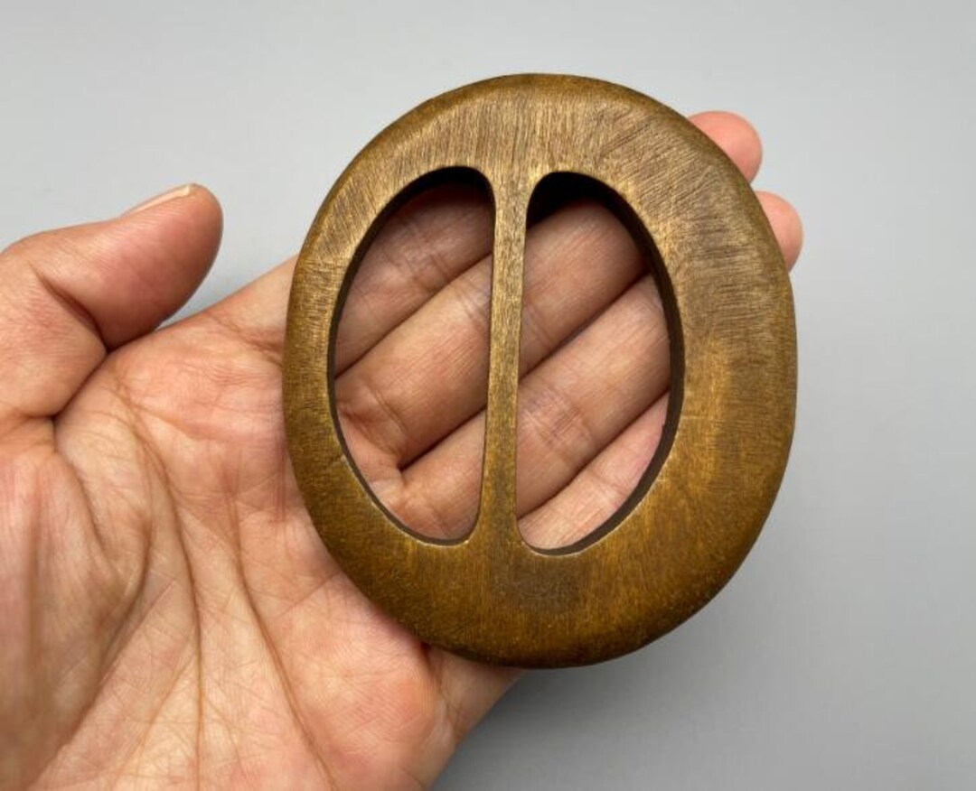 1 Piece Large 80x68mm Brown Oval Wood Buckle Wooden Belt