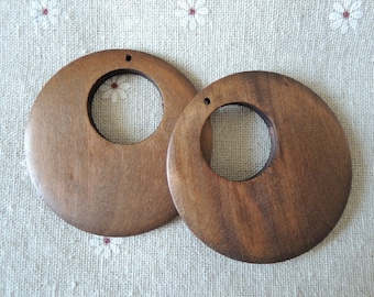 4 Pcs  60mm large Brown  Wood Ring Earring/Pendant Brown (W010)