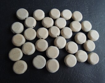 50 Pcs 11mm Natural Wood Circles Wooden discs Unfinished round disk  Bead-Side hole  (W1081)