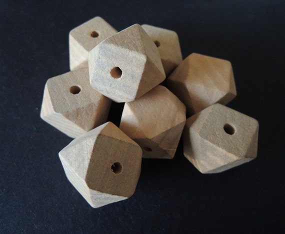 15mmx22mm Unfinished Faceted Natural Wood Spacer Beads,14 Hedron Geometricf Figure Wooden Beads Charm Finding,DIY Accessory Jewelry Making