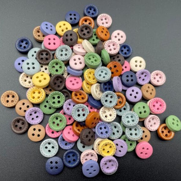 50 Pcs 10mm colorful Wood button 2 holes   (NW835)