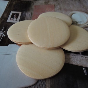 6 Pcs large 50mm Natural Wood Circles Wooden discs Unfinished round disk No hole &  No Varnish (W050)