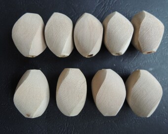 12 Pcs 27X18mm Oval Natural  Twisted Wood Bead  Unfinished  & No varnish  (W761)