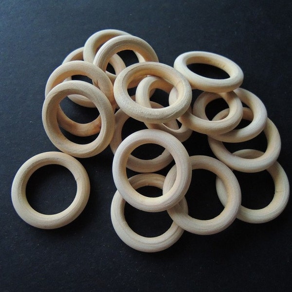 20Pcs  30mm(1 1/5") Unfinished Natural Wood  Ring Wooden Circle  (W291)