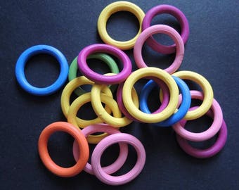 30 Pcs 35mm Colorful   Wood  Ring wooden  Circle ( W475)