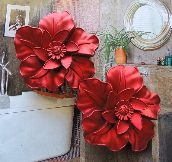 Qty 12 Matte Ruby Red Flower Beads 14mm Pansy Acrylic Plastic 5 Petals w Hole