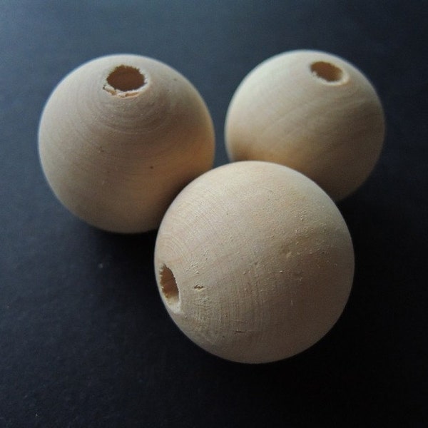 6Pcs 35mm Perle de bois naturel rond non fini (W292)