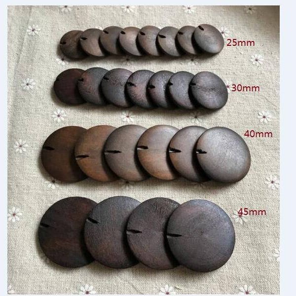 4 different sizes 25-30-40-45mm brown Wood Circle Wooden  Discs -easy for necklace