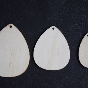 3 sizes Natural Wood bead Drop wooden beads No Varnish W1070 image 2