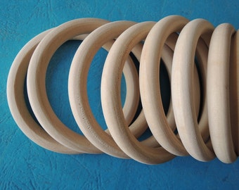 12 Pcs Large  77mm (3")Wood  Ring   Wooden Circle No Varnish (W466-2)
