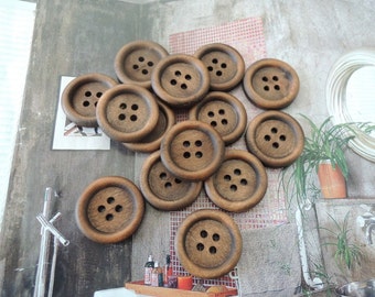 30Pcs  20mm Brown Coffee  Wood button 4 holes( W535)